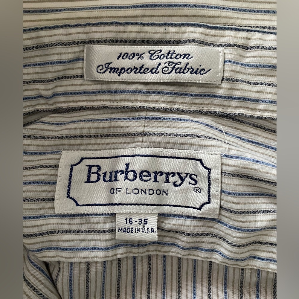 Burberrys Of London Shirt Mens Button Up Shirt 16 - 35 Made in USA Striped - Picture 2 of 13